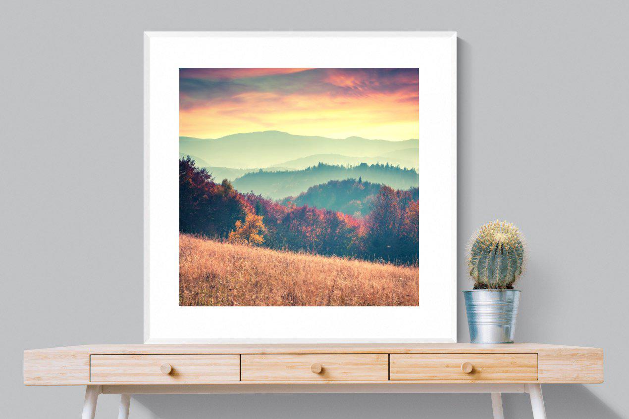 Carpathian Mountains-Wall_Art-100 x 100cm-Framed Print-White-Pixalot
