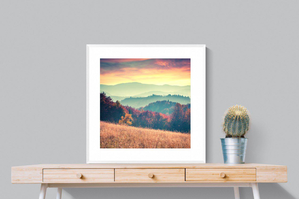 Carpathian Mountains-Wall_Art-80 x 80cm-Framed Print-White-Pixalot