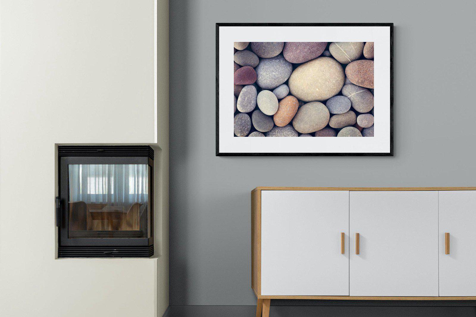 Chalky Pebbles-Wall_Art-100 x 75cm-Framed Print-Black-Pixalot