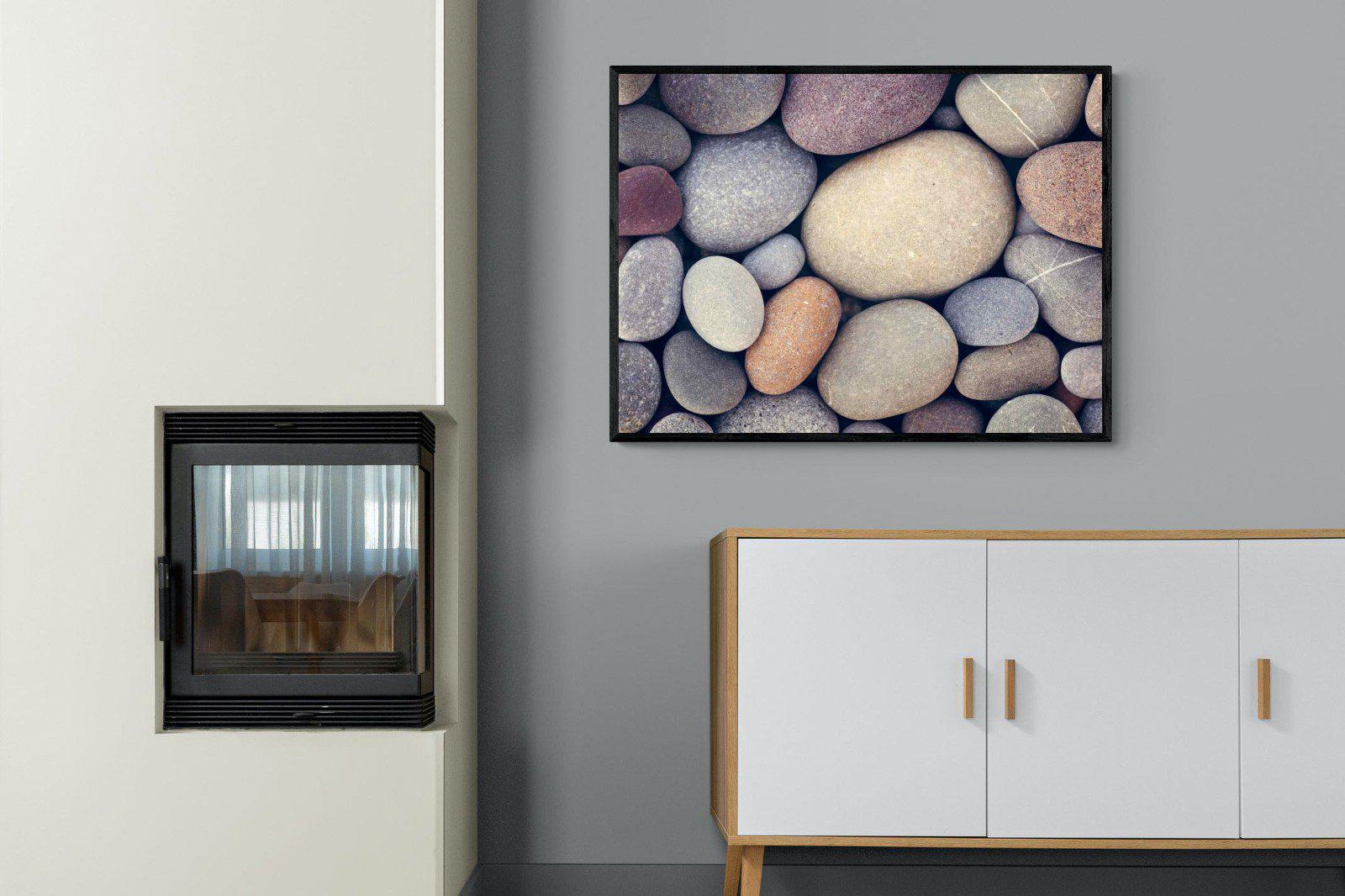 Chalky Pebbles-Wall_Art-100 x 75cm-Mounted Canvas-Black-Pixalot
