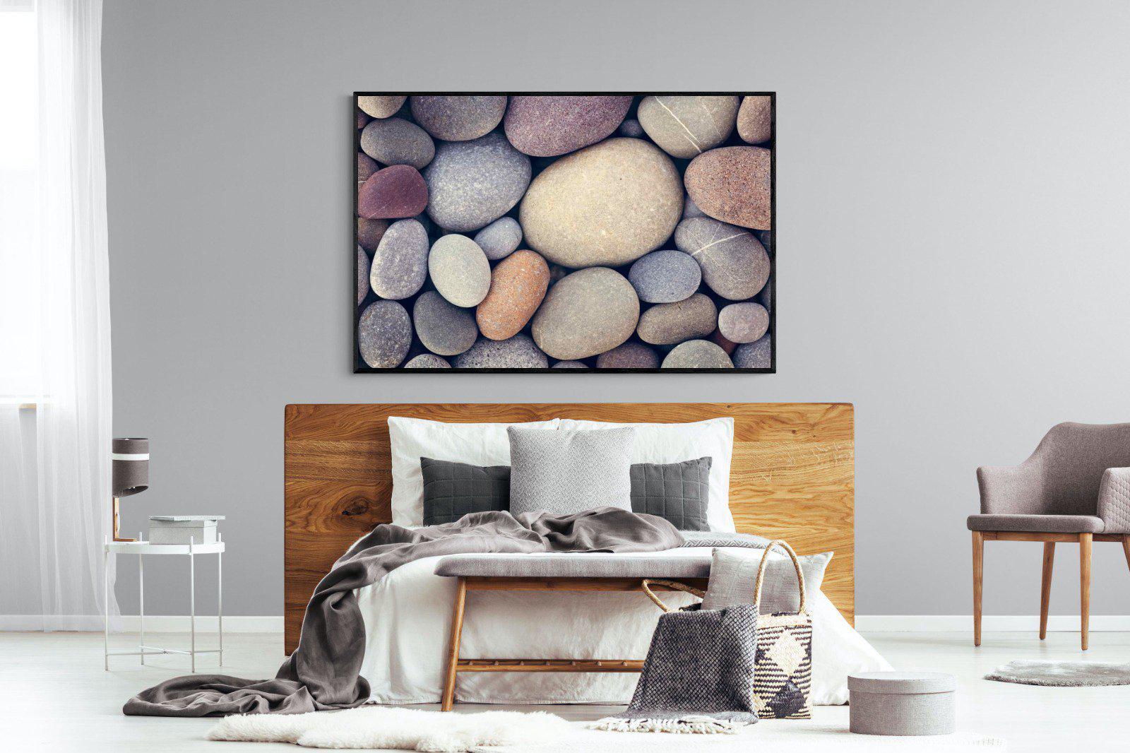 Chalky Pebbles-Wall_Art-150 x 100cm-Mounted Canvas-Black-Pixalot