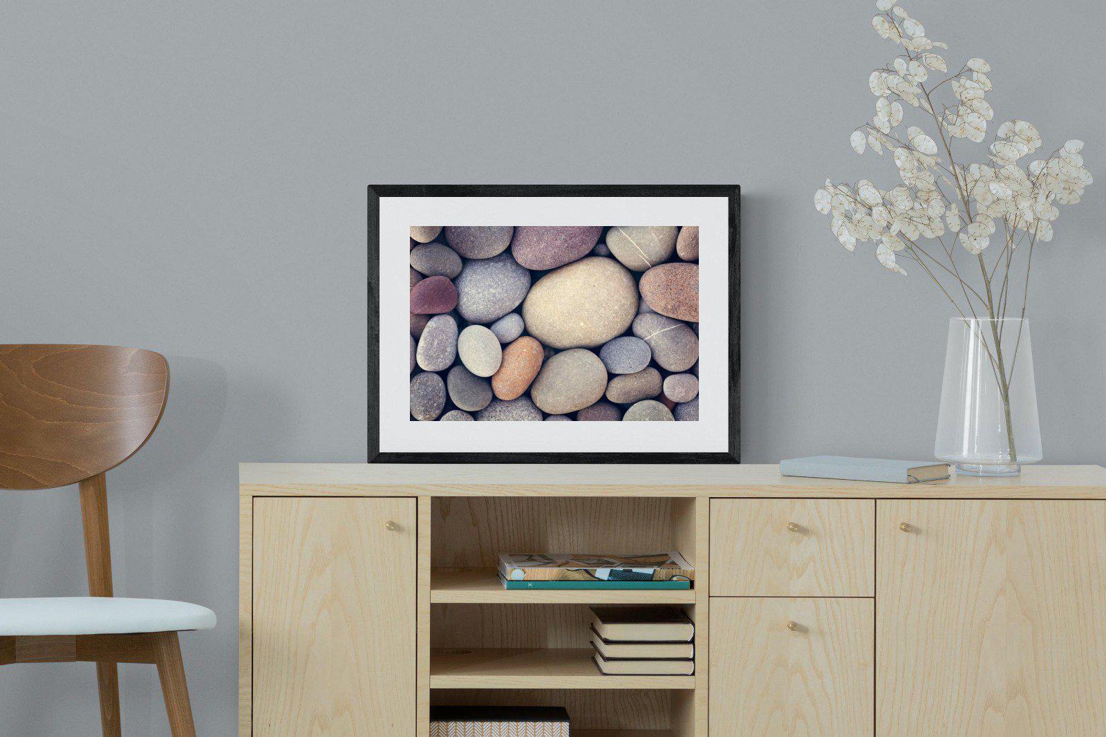 Chalky Pebbles-Wall_Art-60 x 45cm-Framed Print-Black-Pixalot