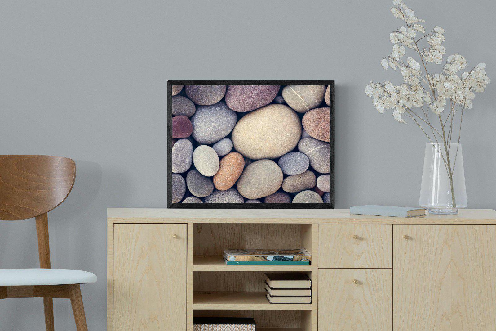 Chalky Pebbles-Wall_Art-60 x 45cm-Mounted Canvas-Black-Pixalot