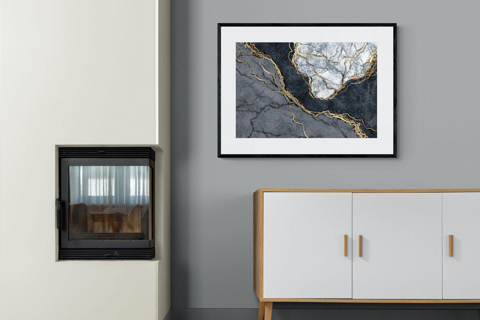Charcoal & Gold-Wall_Art-100 x 75cm-Framed Print-Black-Pixalot