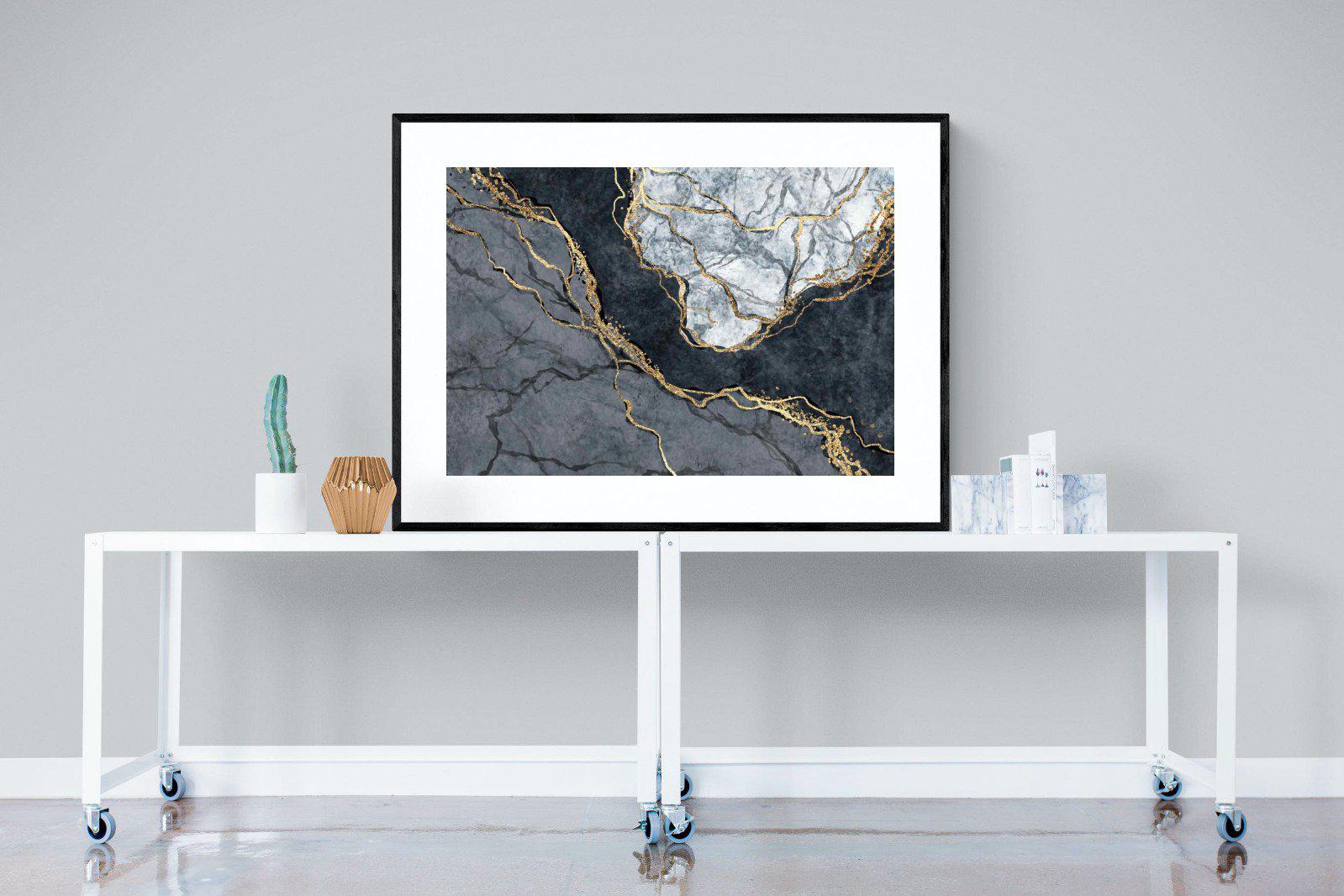 Charcoal & Gold-Wall_Art-120 x 90cm-Framed Print-Black-Pixalot