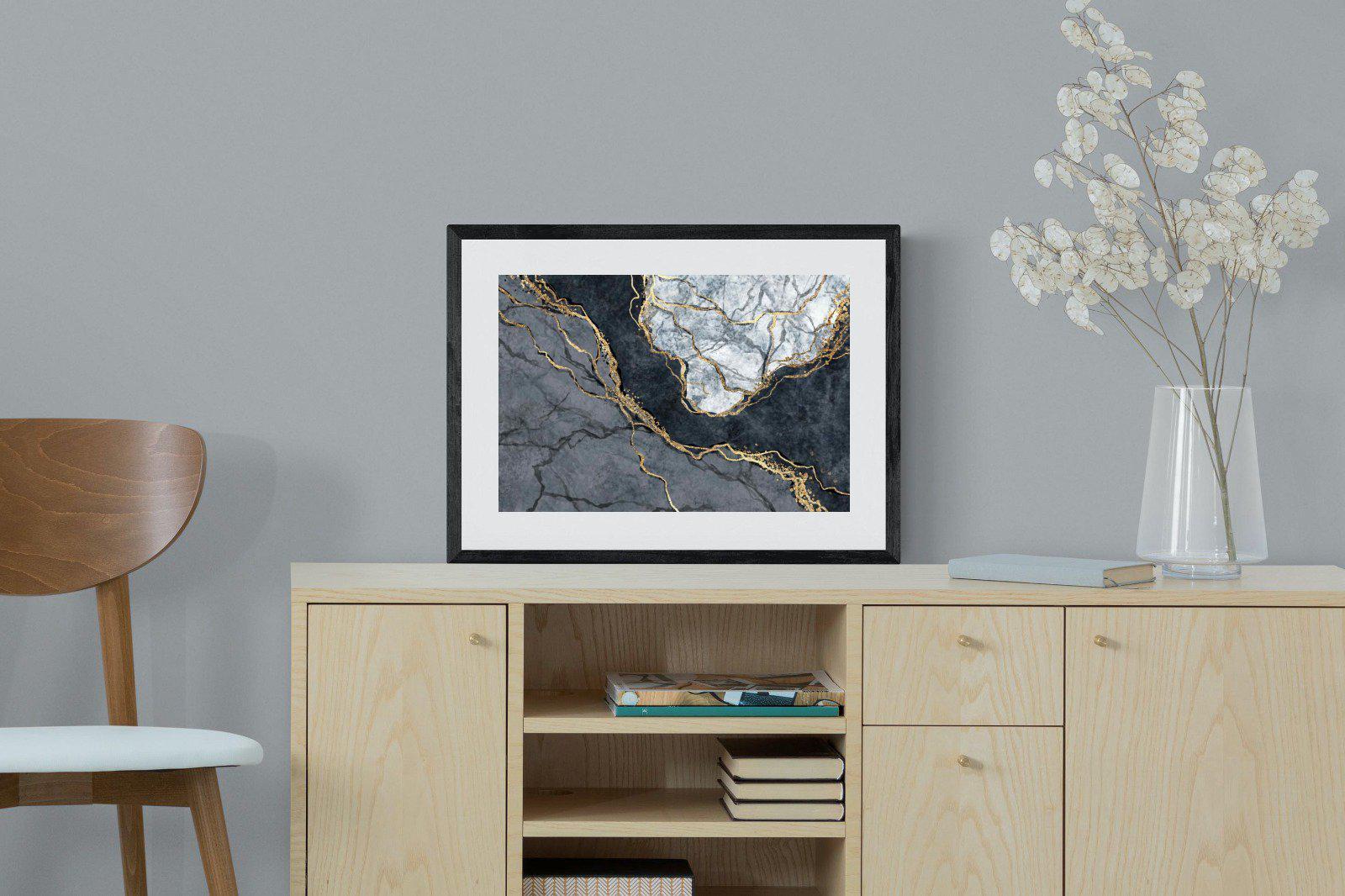 Charcoal & Gold-Wall_Art-60 x 45cm-Framed Print-Black-Pixalot