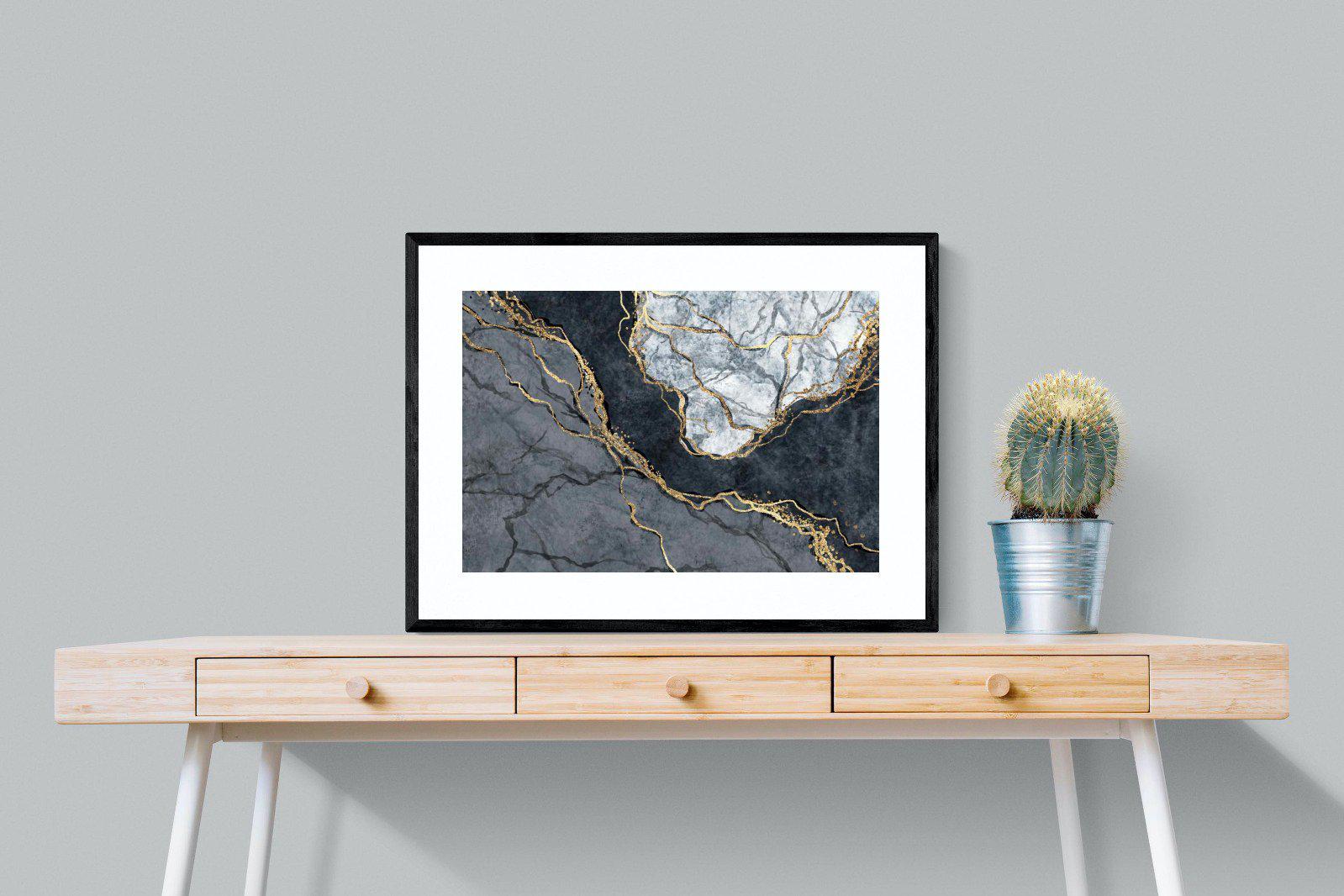 Charcoal & Gold-Wall_Art-80 x 60cm-Framed Print-Black-Pixalot