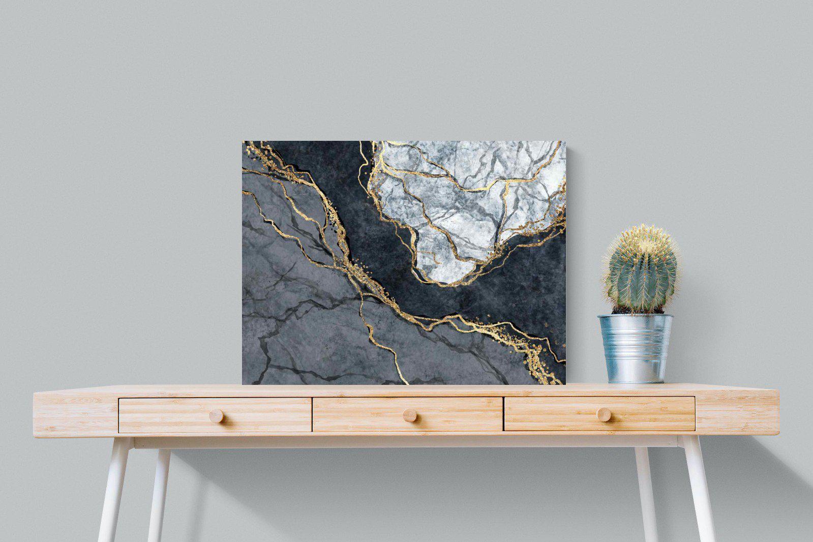 Charcoal & Gold-Wall_Art-80 x 60cm-Mounted Canvas-No Frame-Pixalot