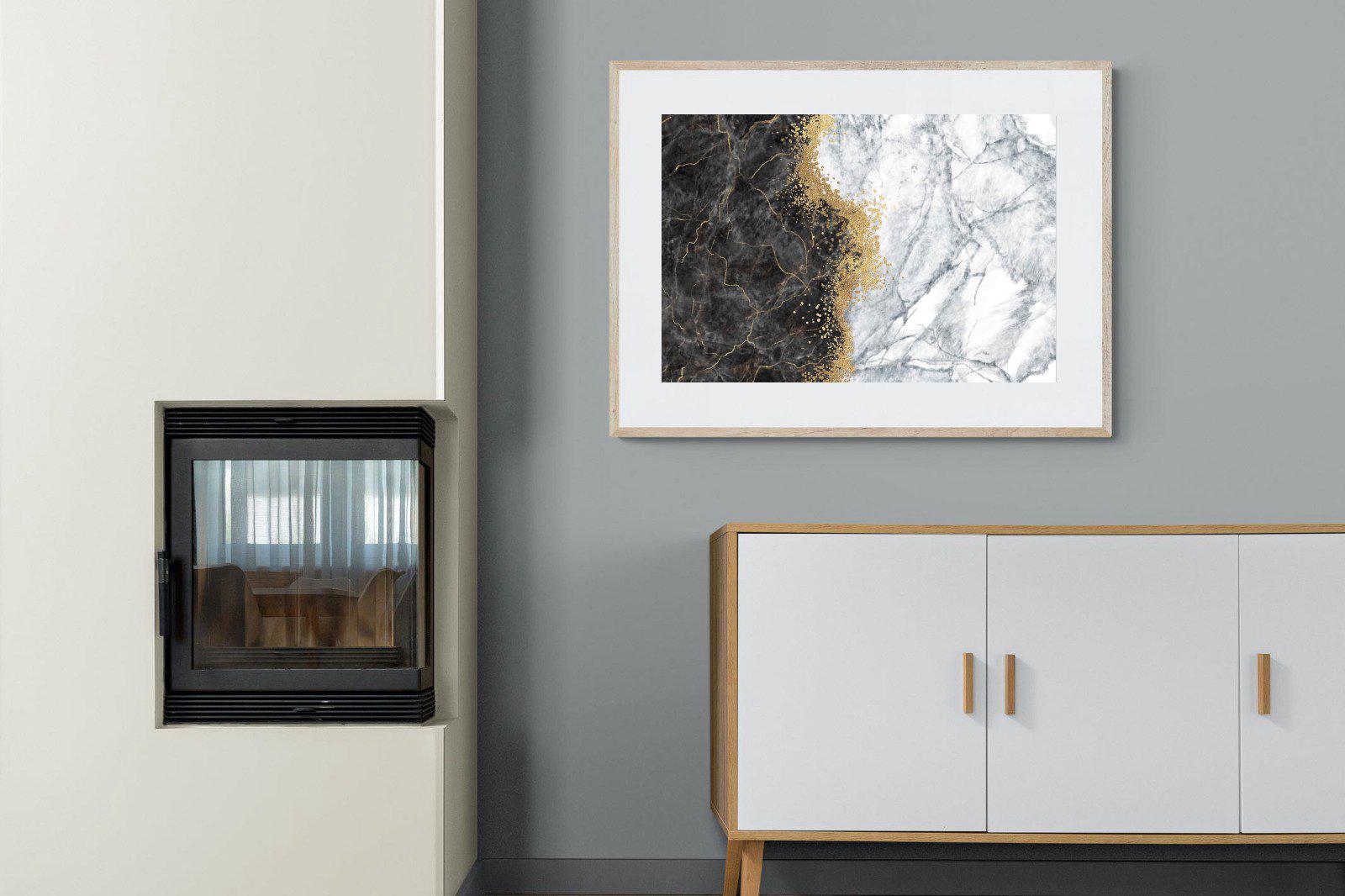 Charcoal Grey Gold-Wall_Art-100 x 75cm-Framed Print-Wood-Pixalot