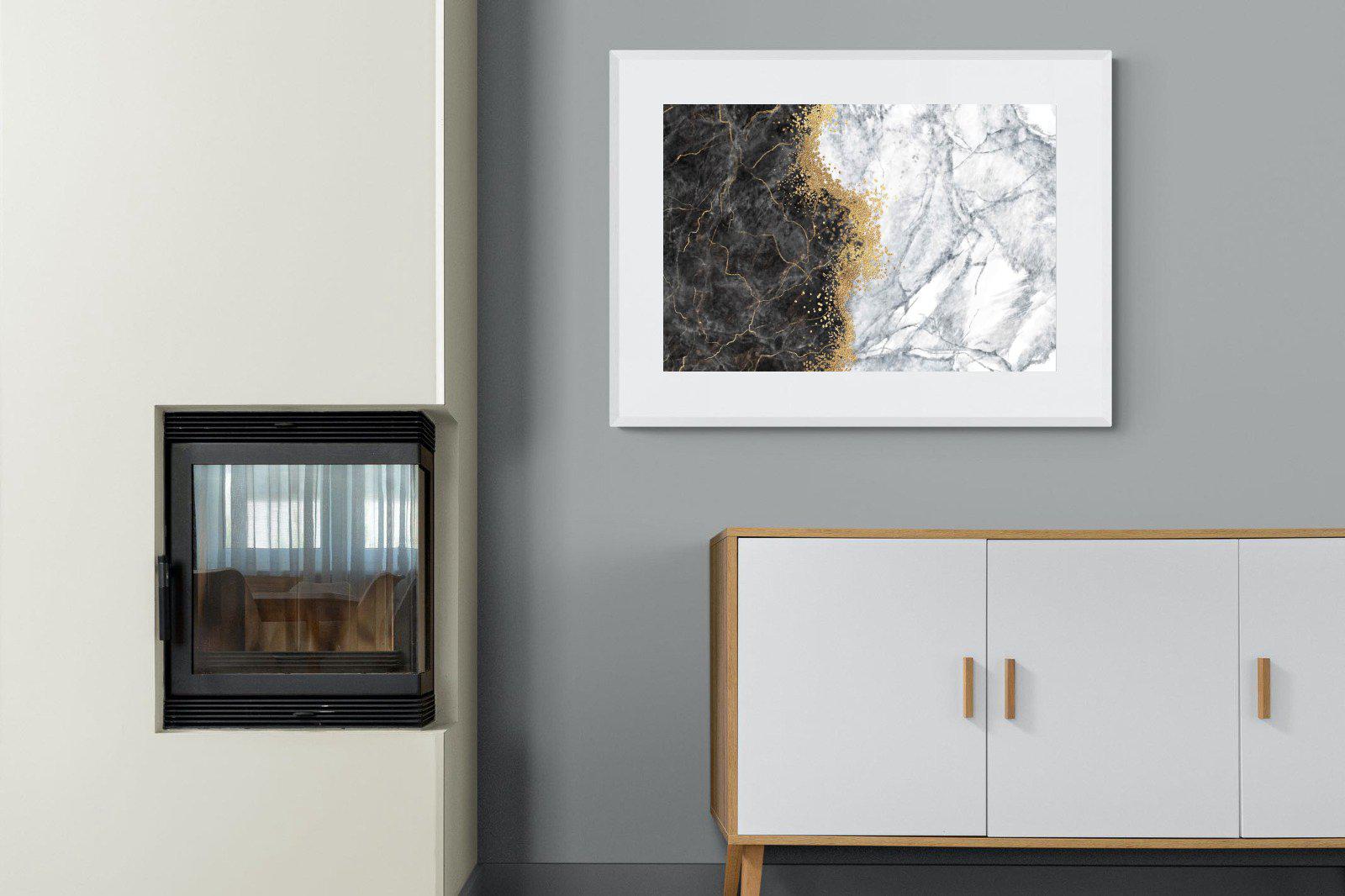 Charcoal Grey Gold-Wall_Art-100 x 75cm-Framed Print-White-Pixalot