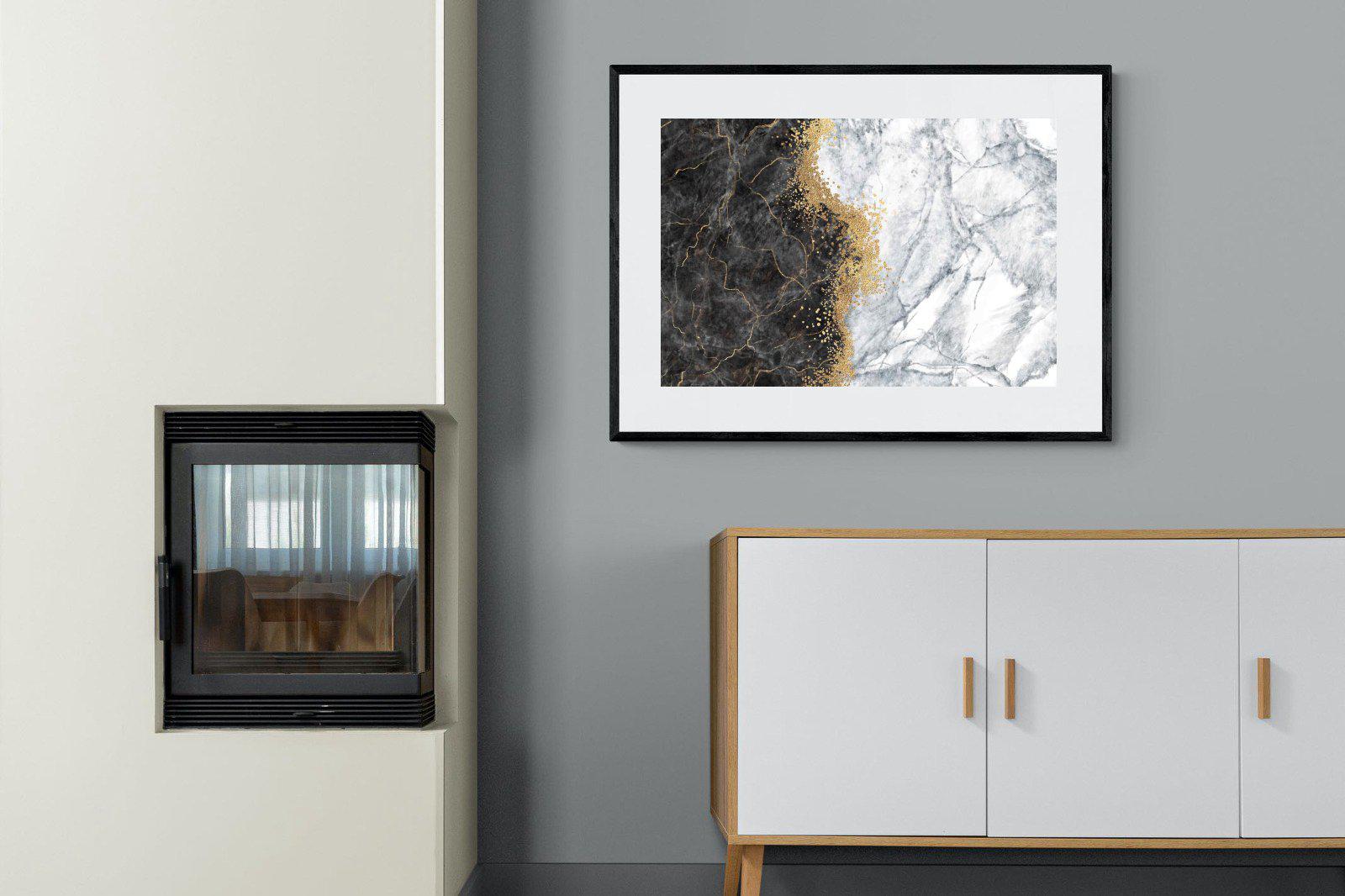 Charcoal Grey Gold-Wall_Art-100 x 75cm-Framed Print-Black-Pixalot