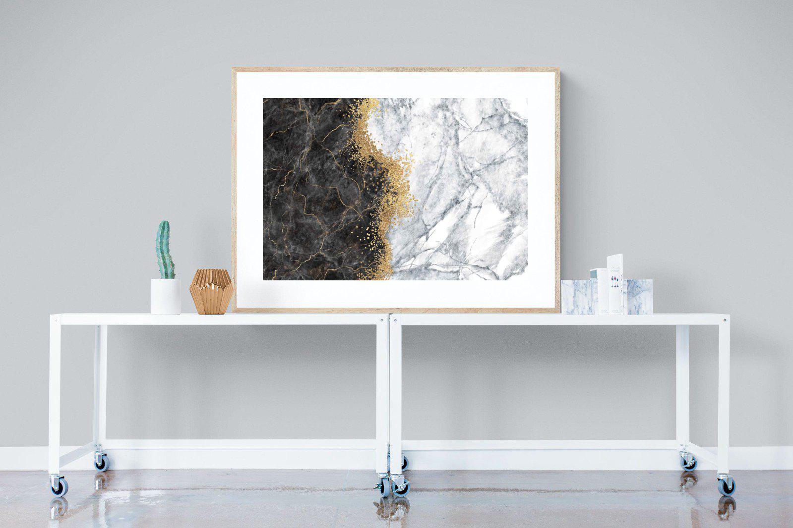 Charcoal Grey Gold-Wall_Art-120 x 90cm-Framed Print-Wood-Pixalot