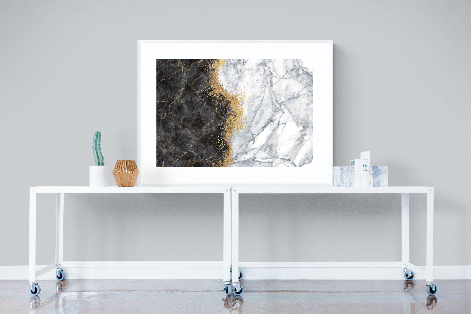 Charcoal Grey Gold-Wall_Art-120 x 90cm-Framed Print-White-Pixalot