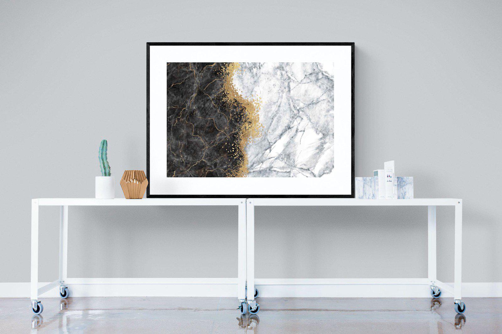 Charcoal Grey Gold-Wall_Art-120 x 90cm-Framed Print-Black-Pixalot