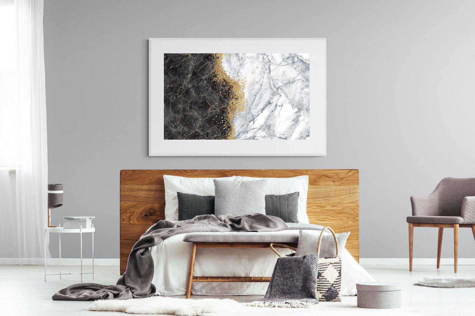 Charcoal Grey Gold-Wall_Art-150 x 100cm-Framed Print-White-Pixalot