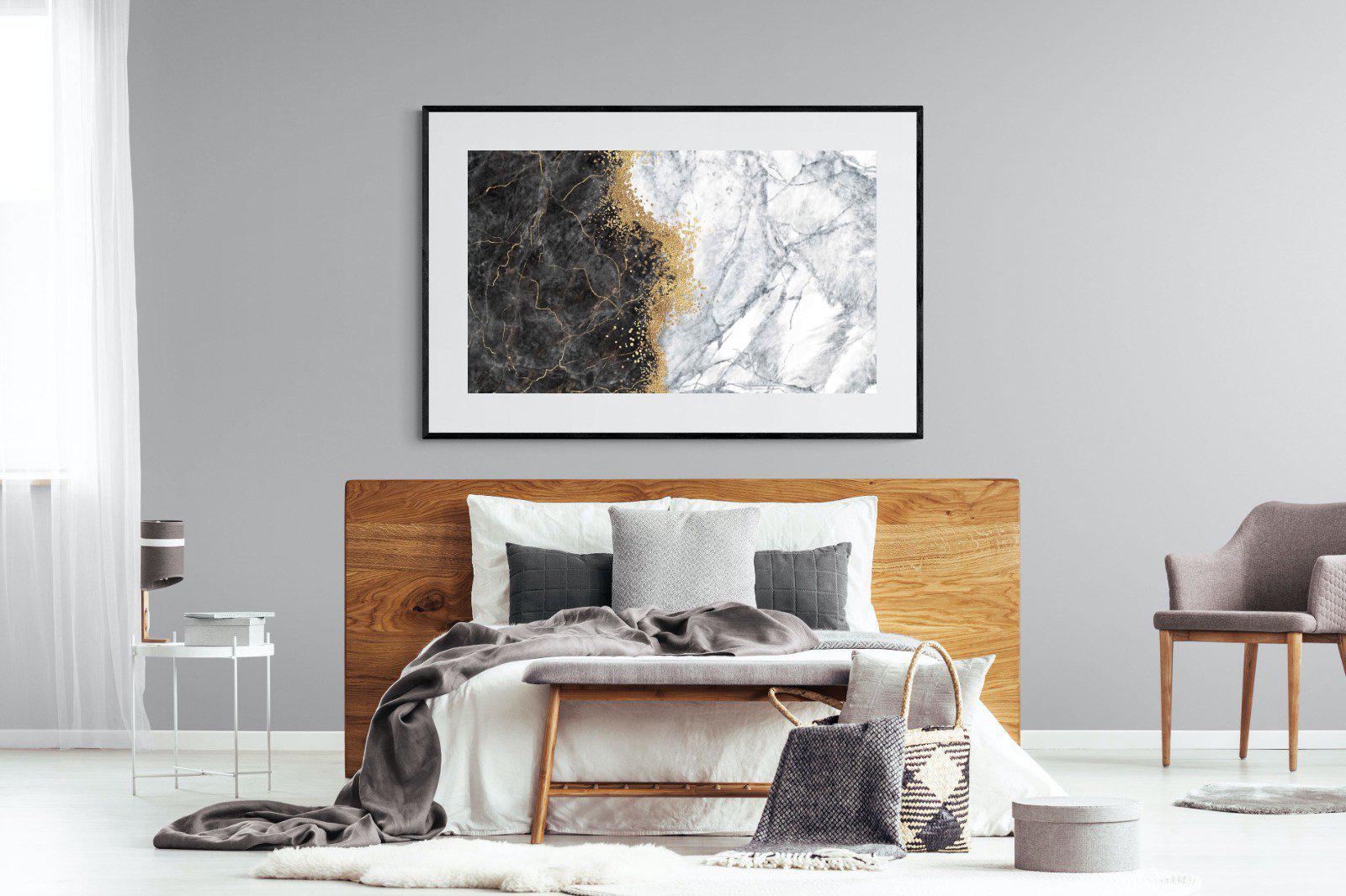 Charcoal Grey Gold-Wall_Art-150 x 100cm-Framed Print-Black-Pixalot