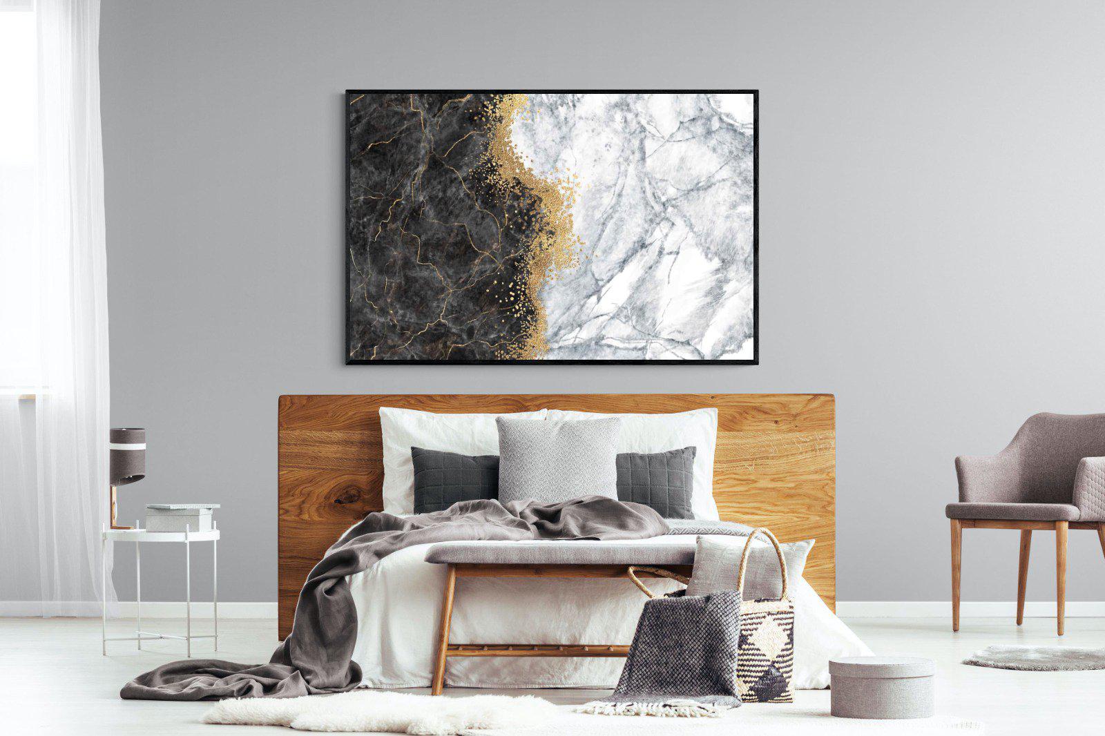Charcoal Grey Gold-Wall_Art-150 x 100cm-Mounted Canvas-Black-Pixalot