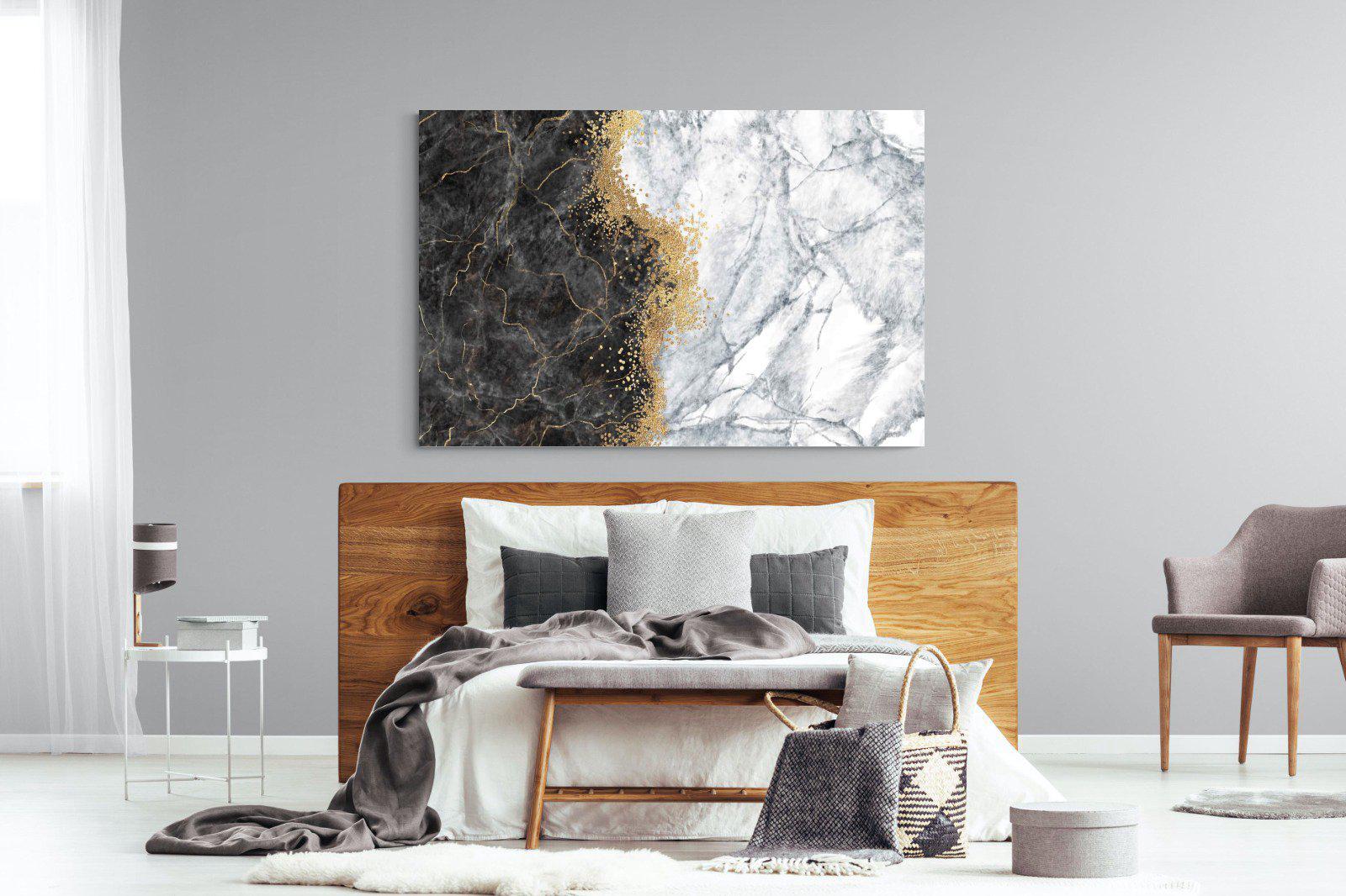 Charcoal Grey Gold-Wall_Art-150 x 100cm-Mounted Canvas-No Frame-Pixalot