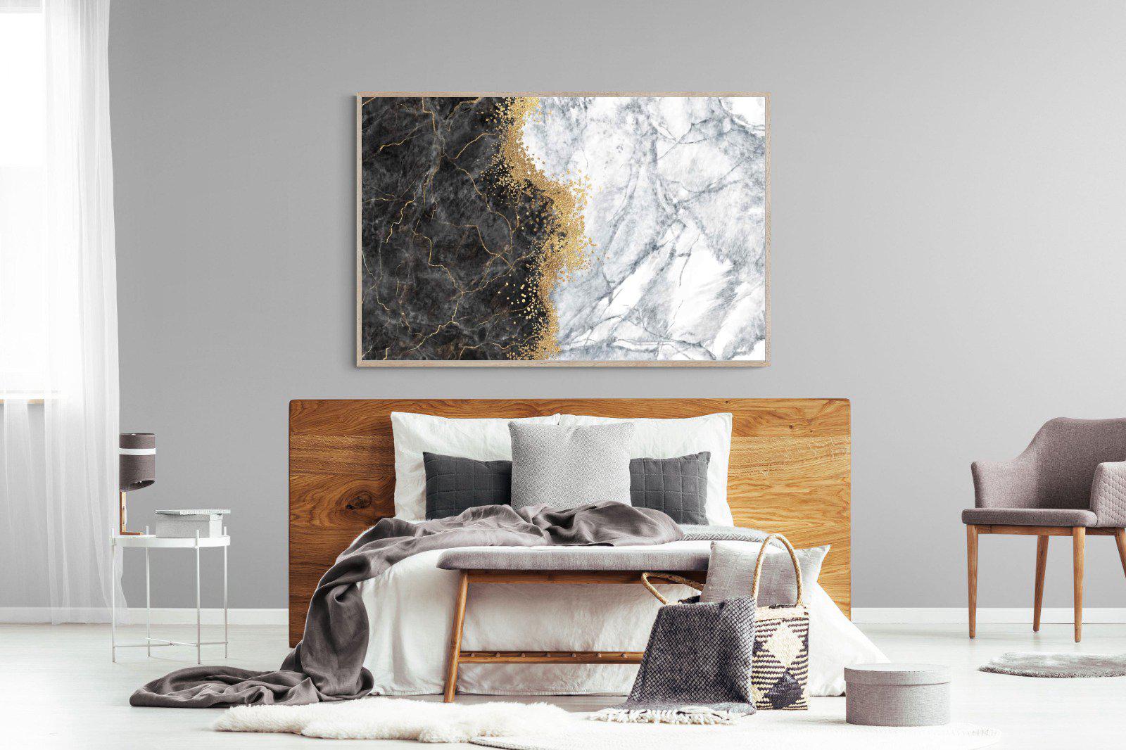 Charcoal Grey Gold-Wall_Art-150 x 100cm-Mounted Canvas-Wood-Pixalot