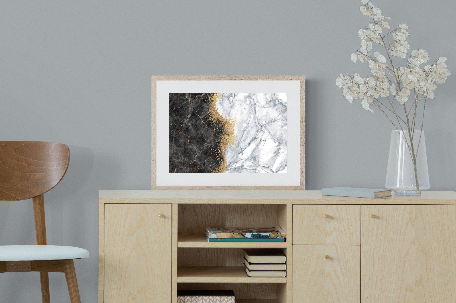 Charcoal Grey Gold-Wall_Art-60 x 45cm-Framed Print-Wood-Pixalot