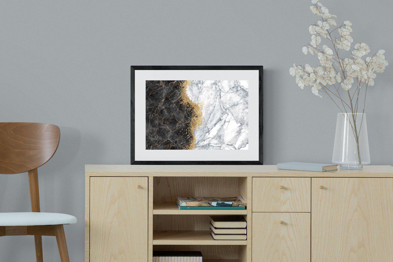 Charcoal Grey Gold-Wall_Art-60 x 45cm-Framed Print-Black-Pixalot
