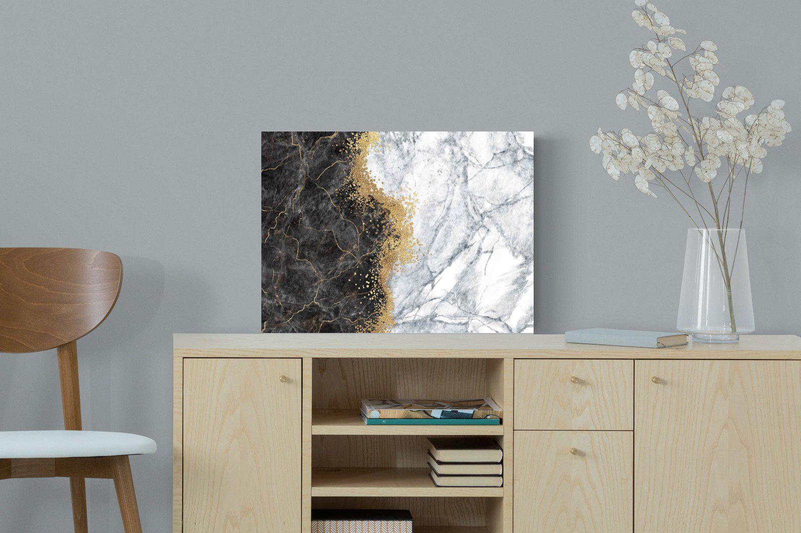 Charcoal Grey Gold-Wall_Art-60 x 45cm-Mounted Canvas-No Frame-Pixalot