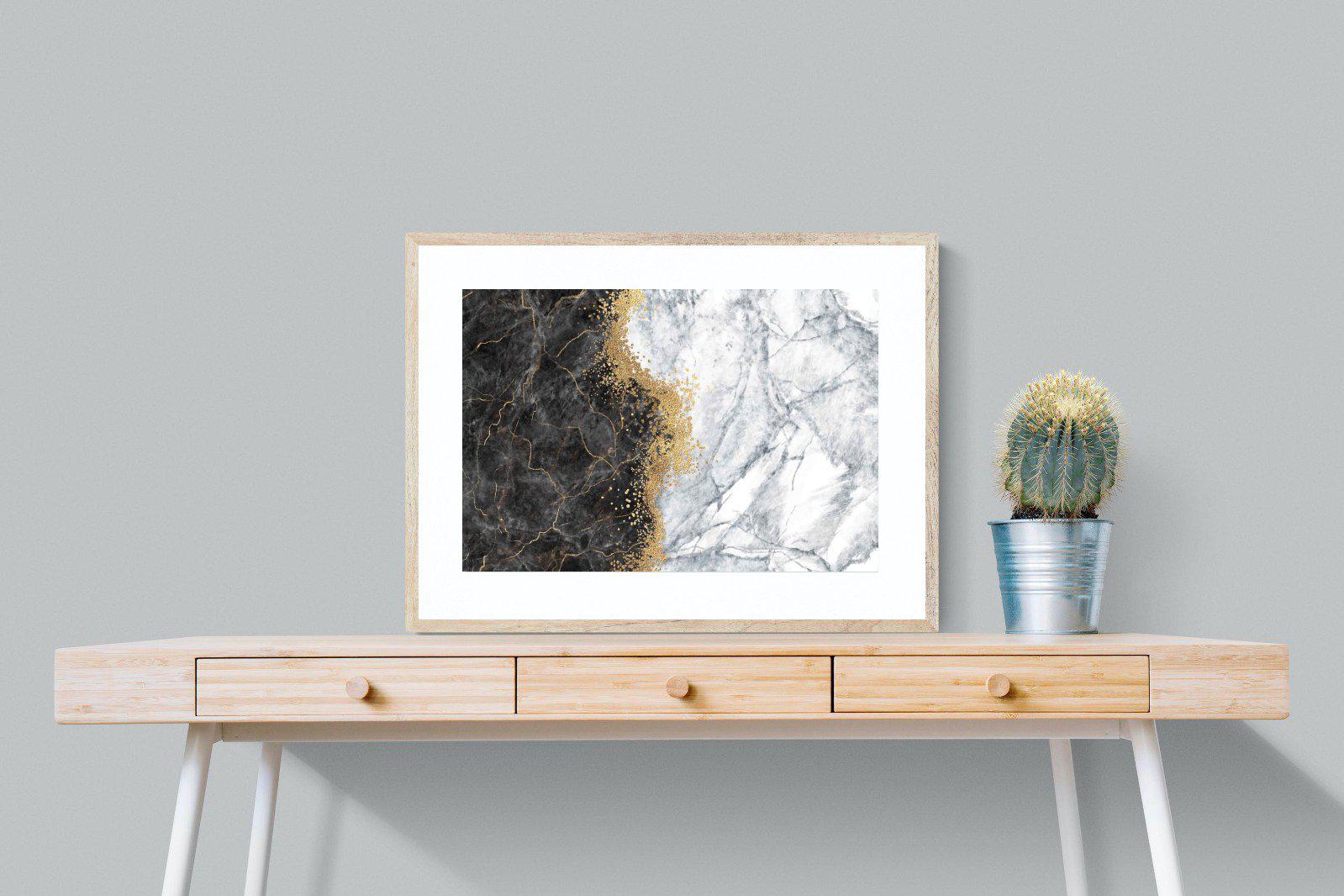 Charcoal Grey Gold-Wall_Art-80 x 60cm-Framed Print-Wood-Pixalot