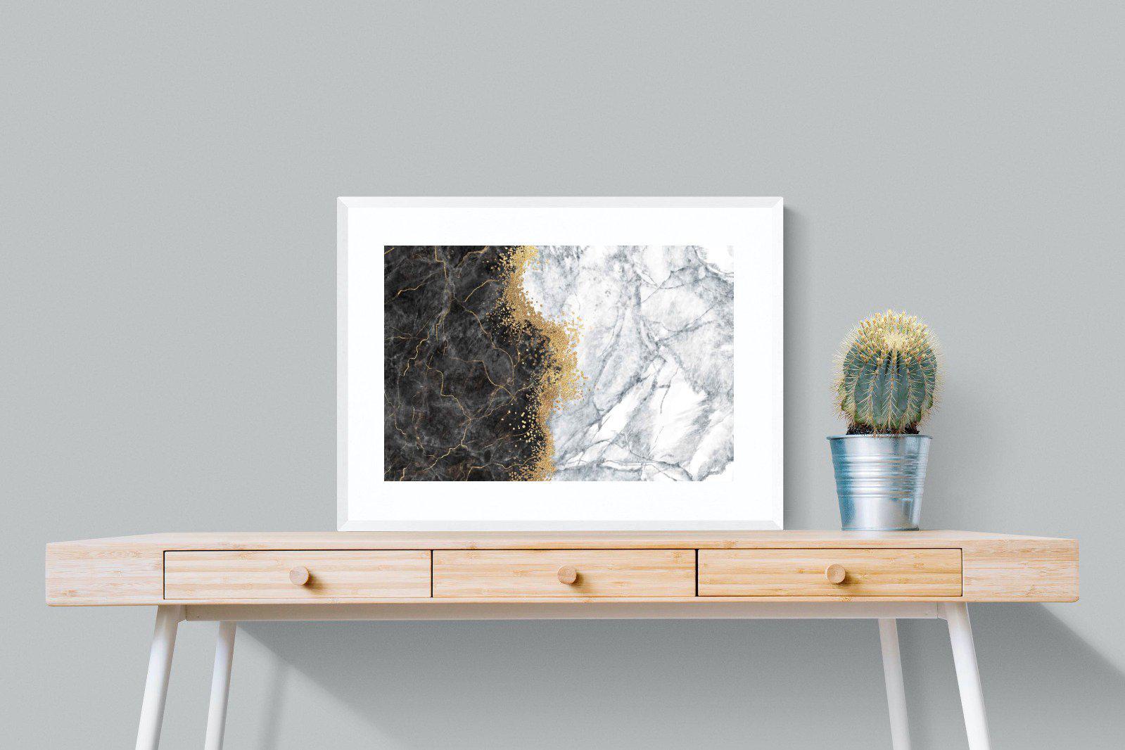 Charcoal Grey Gold-Wall_Art-80 x 60cm-Framed Print-White-Pixalot