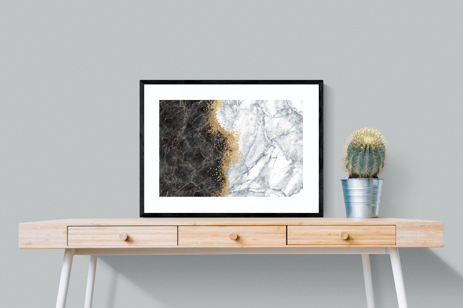 Charcoal Grey Gold-Wall_Art-80 x 60cm-Framed Print-Black-Pixalot