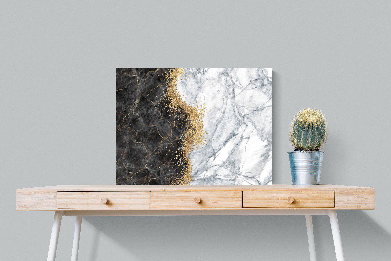 Charcoal Grey Gold-Wall_Art-80 x 60cm-Mounted Canvas-No Frame-Pixalot