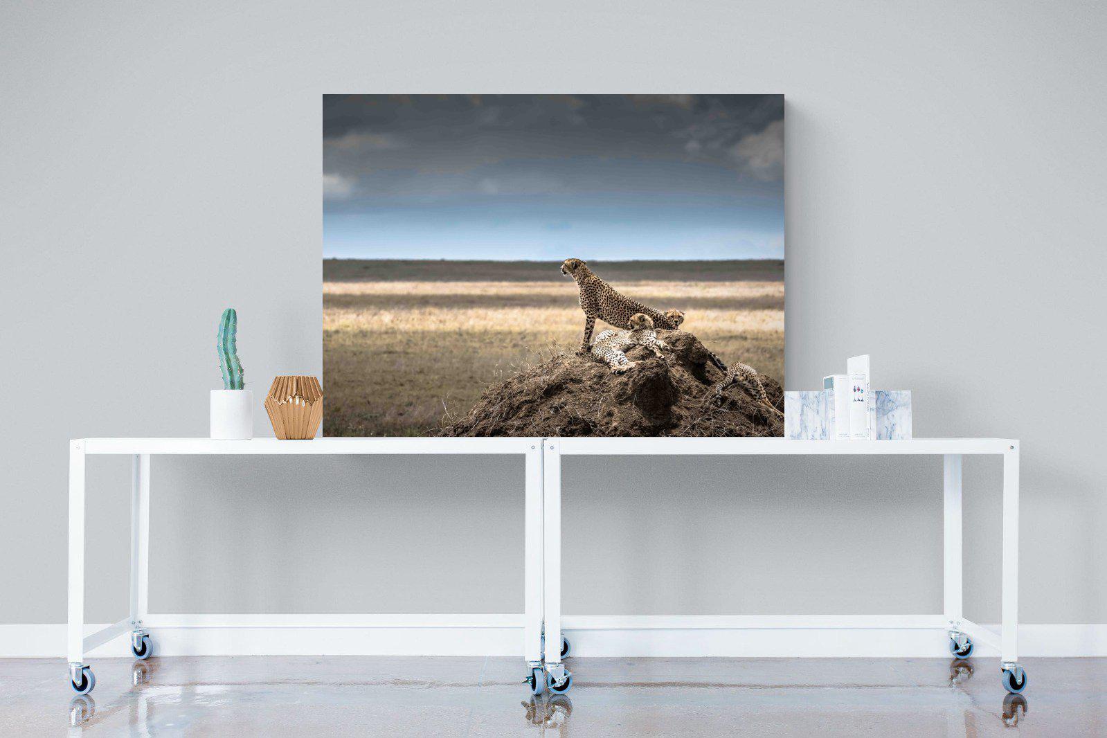 Cheetah Family-Wall_Art-120 x 90cm-Mounted Canvas-No Frame-Pixalot