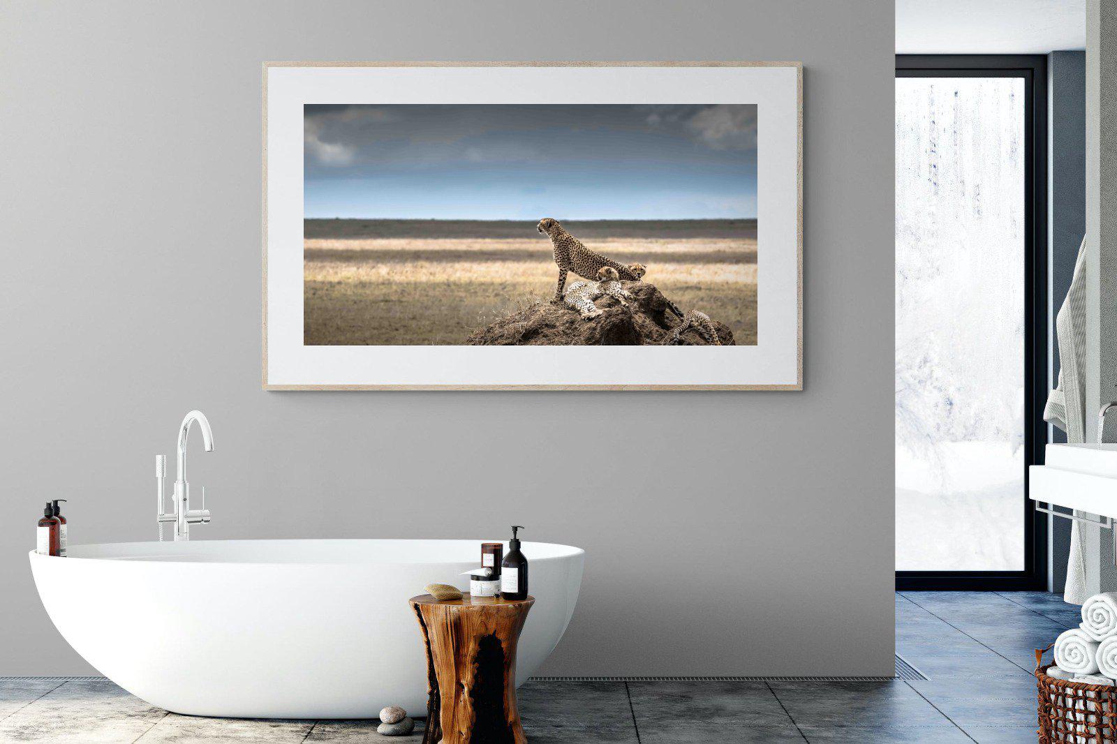 Cheetah Family-Wall_Art-180 x 110cm-Framed Print-Wood-Pixalot