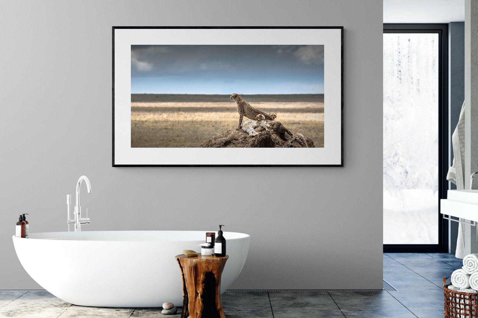 Cheetah Family-Wall_Art-180 x 110cm-Framed Print-Black-Pixalot