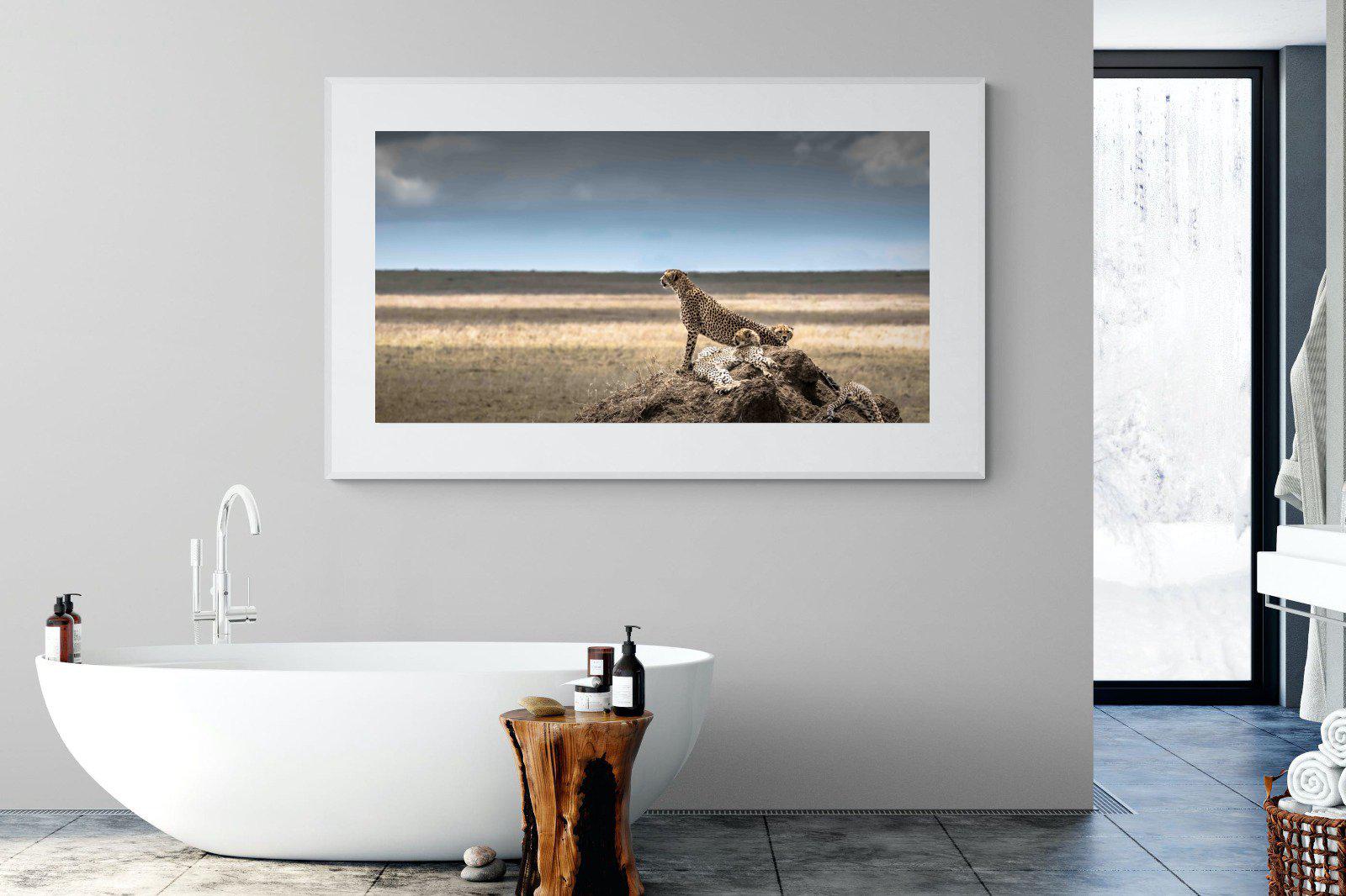Cheetah Family-Wall_Art-180 x 110cm-Framed Print-White-Pixalot
