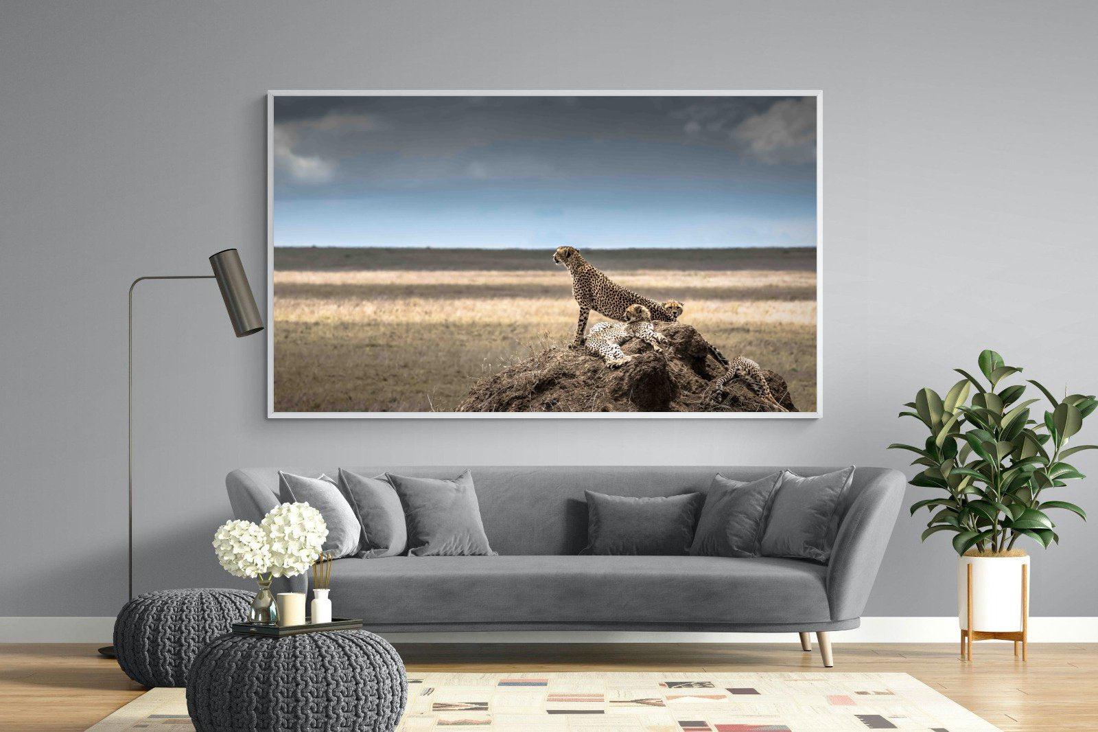 Cheetah Family-Wall_Art-220 x 130cm-Mounted Canvas-White-Pixalot