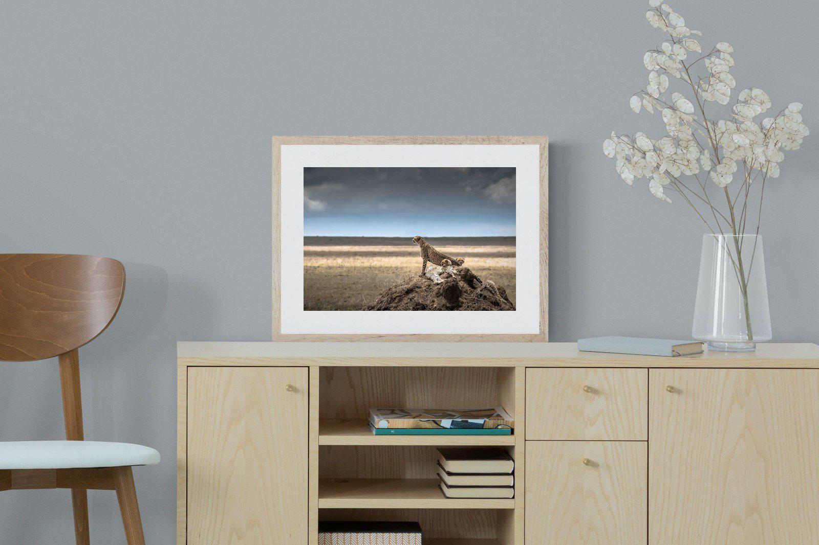 Cheetah Family-Wall_Art-60 x 45cm-Framed Print-Wood-Pixalot