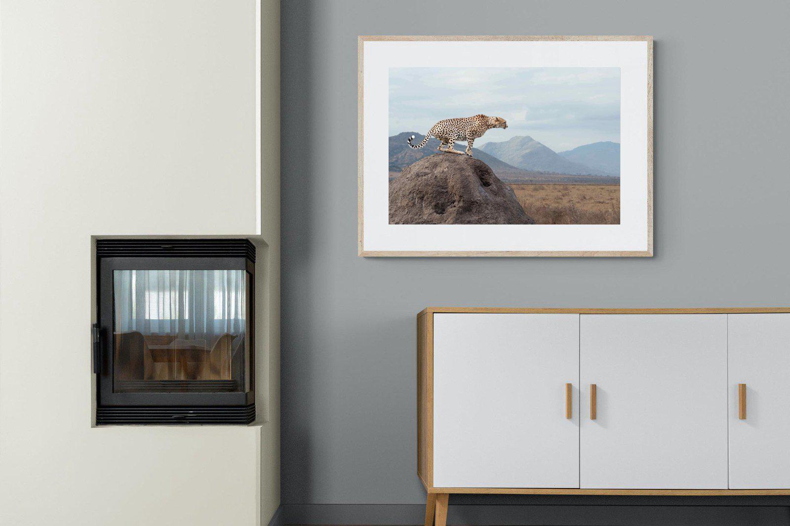 Cheetah-Wall_Art-100 x 75cm-Framed Print-Wood-Pixalot