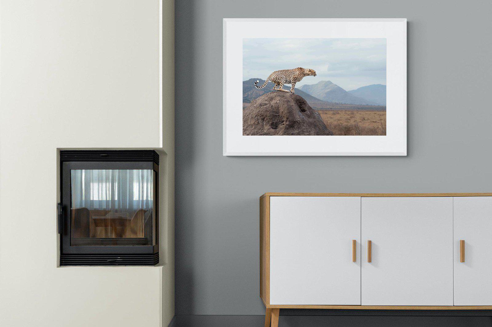 Cheetah-Wall_Art-100 x 75cm-Framed Print-White-Pixalot