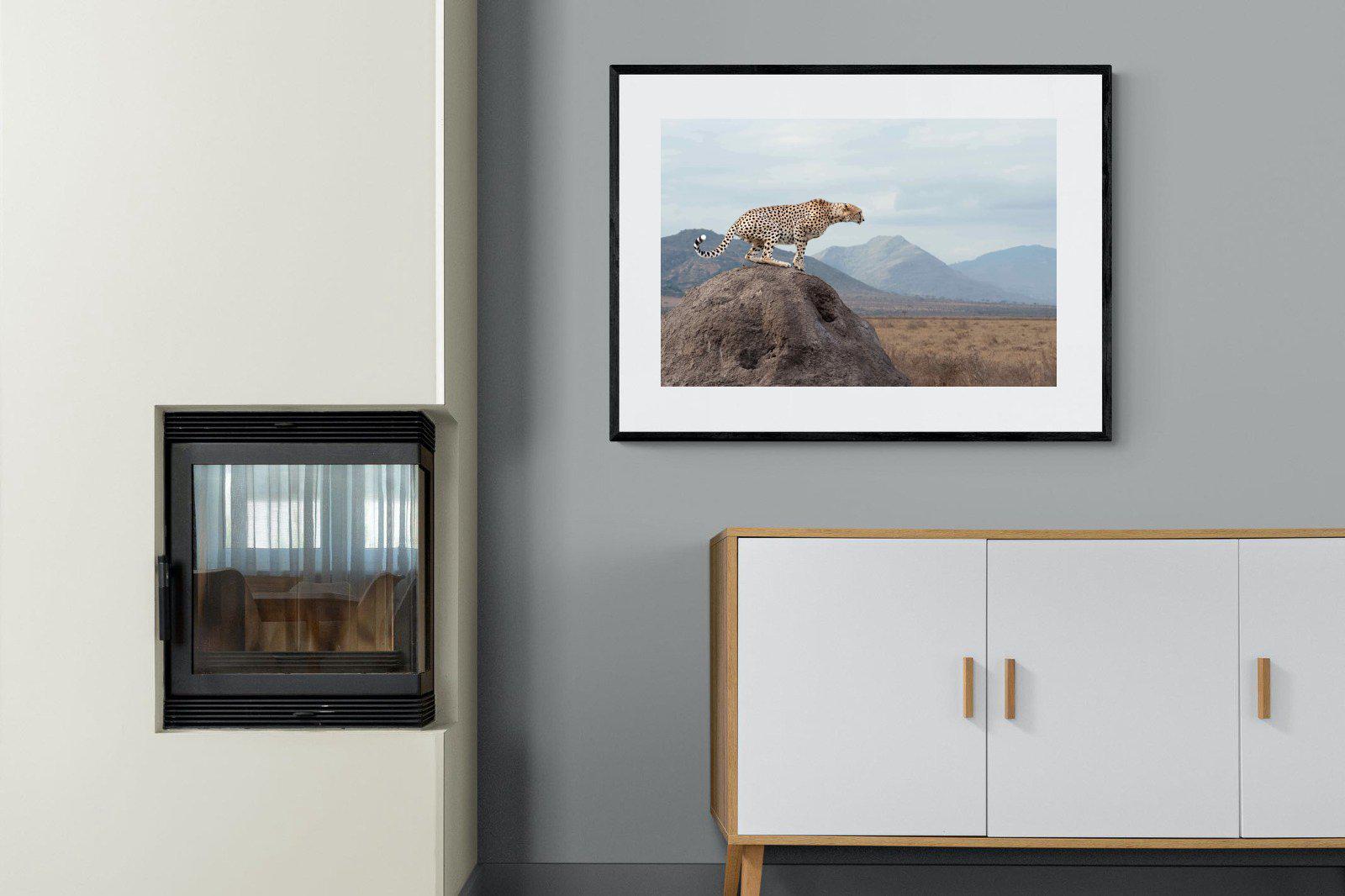 Cheetah-Wall_Art-100 x 75cm-Framed Print-Black-Pixalot