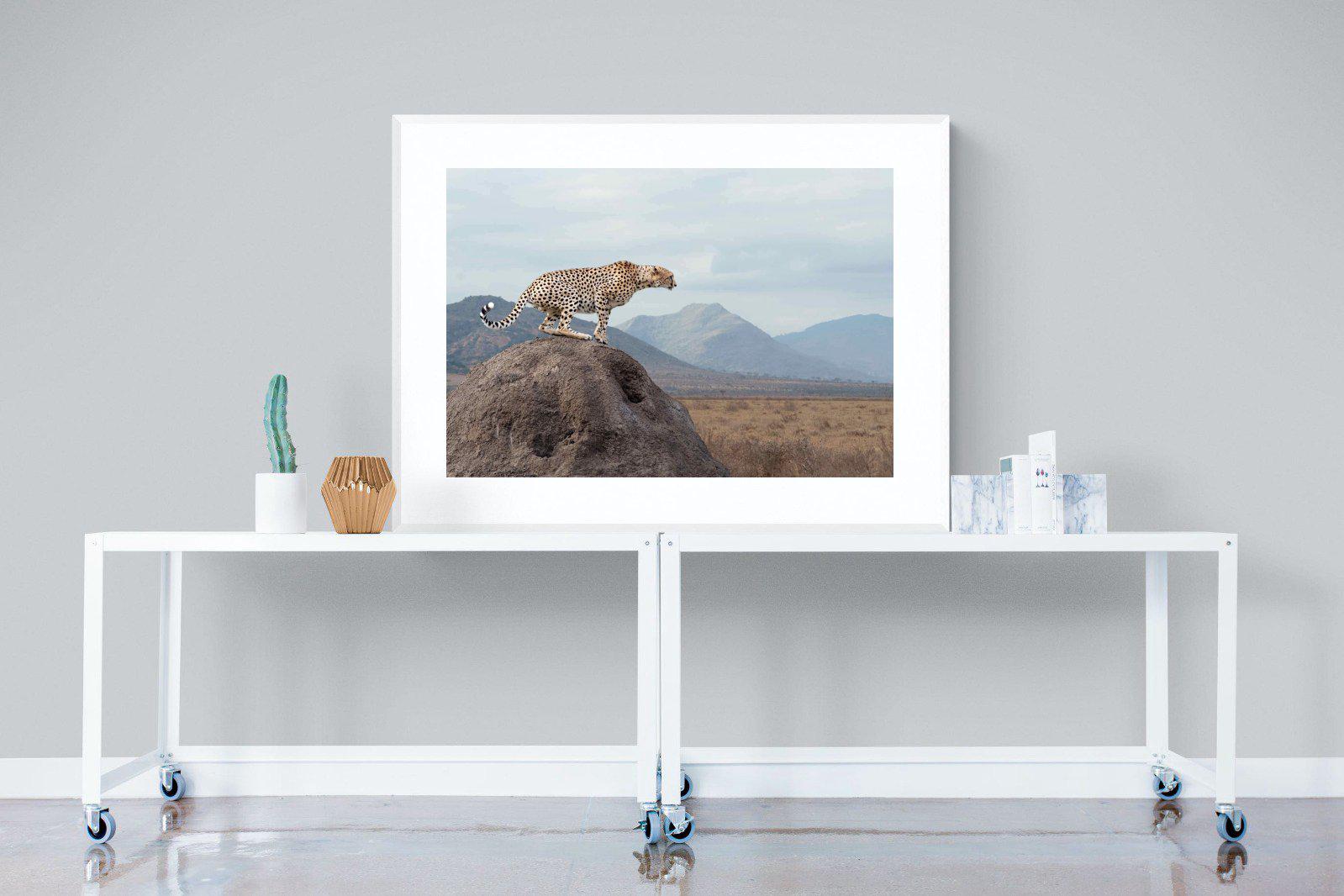 Cheetah-Wall_Art-120 x 90cm-Framed Print-White-Pixalot