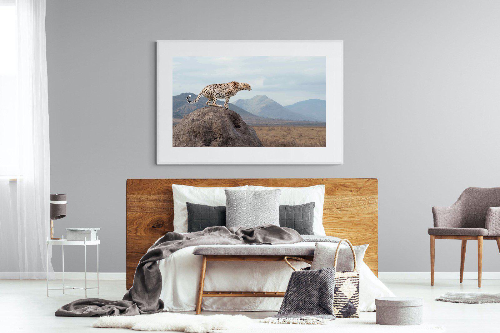 Cheetah-Wall_Art-150 x 100cm-Framed Print-White-Pixalot