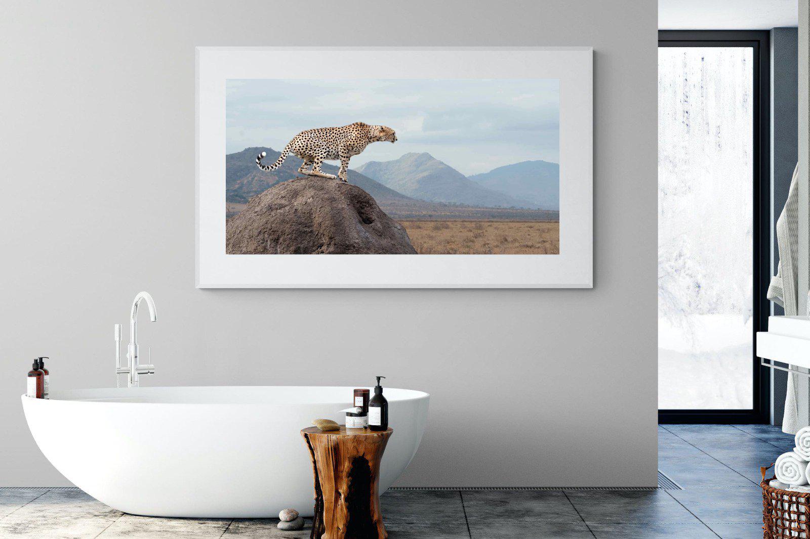 Cheetah-Wall_Art-180 x 110cm-Framed Print-White-Pixalot
