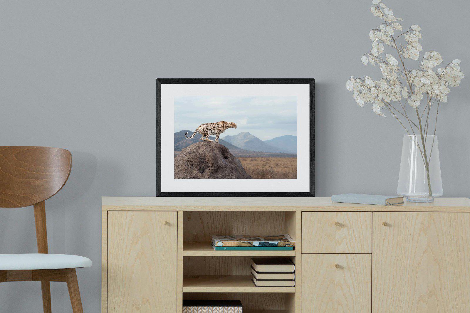 Cheetah-Wall_Art-60 x 45cm-Framed Print-Black-Pixalot