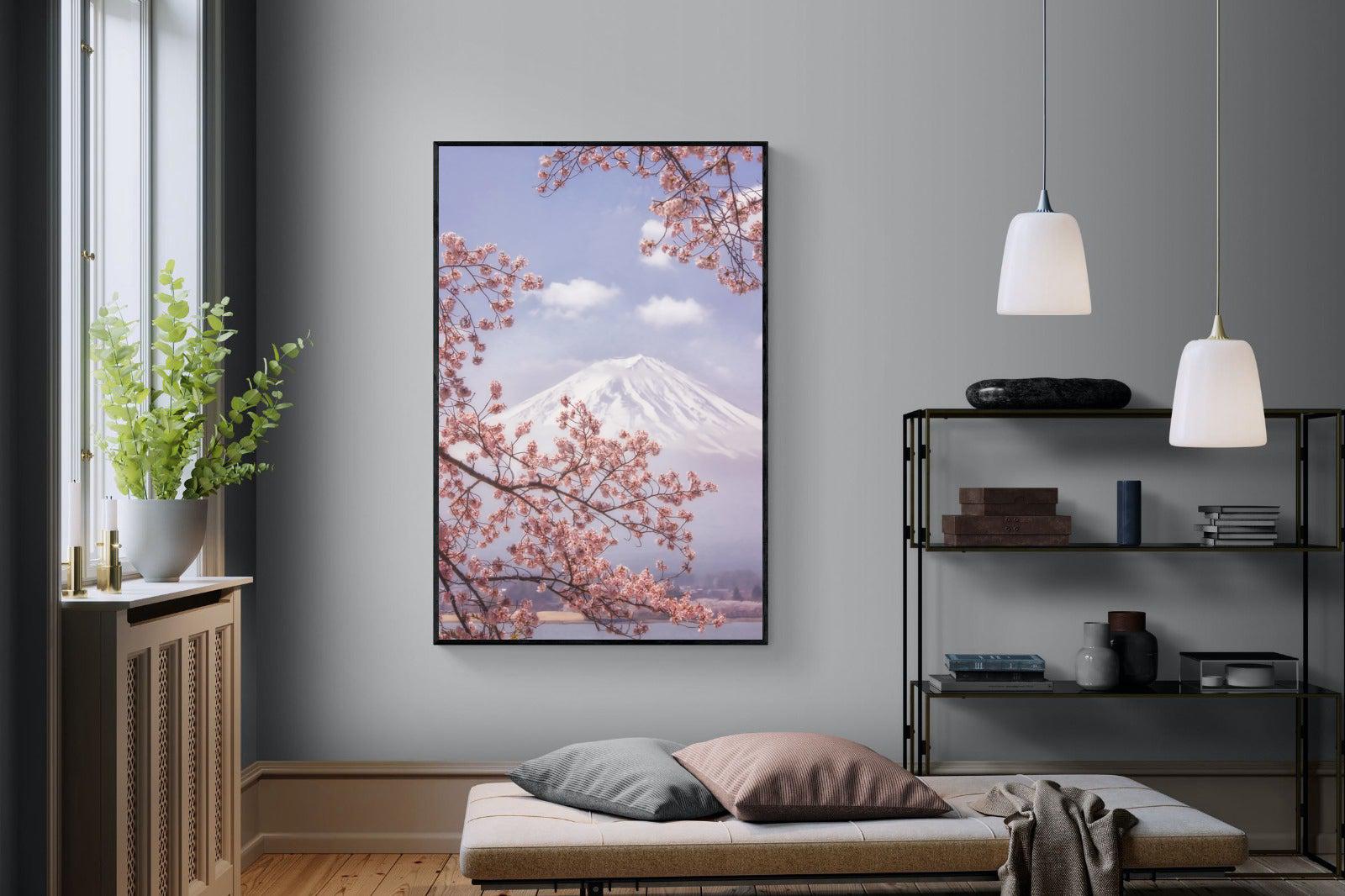 Cherry Blossom-Wall_Art-120 x 180cm-Mounted Canvas-Black-Pixalot