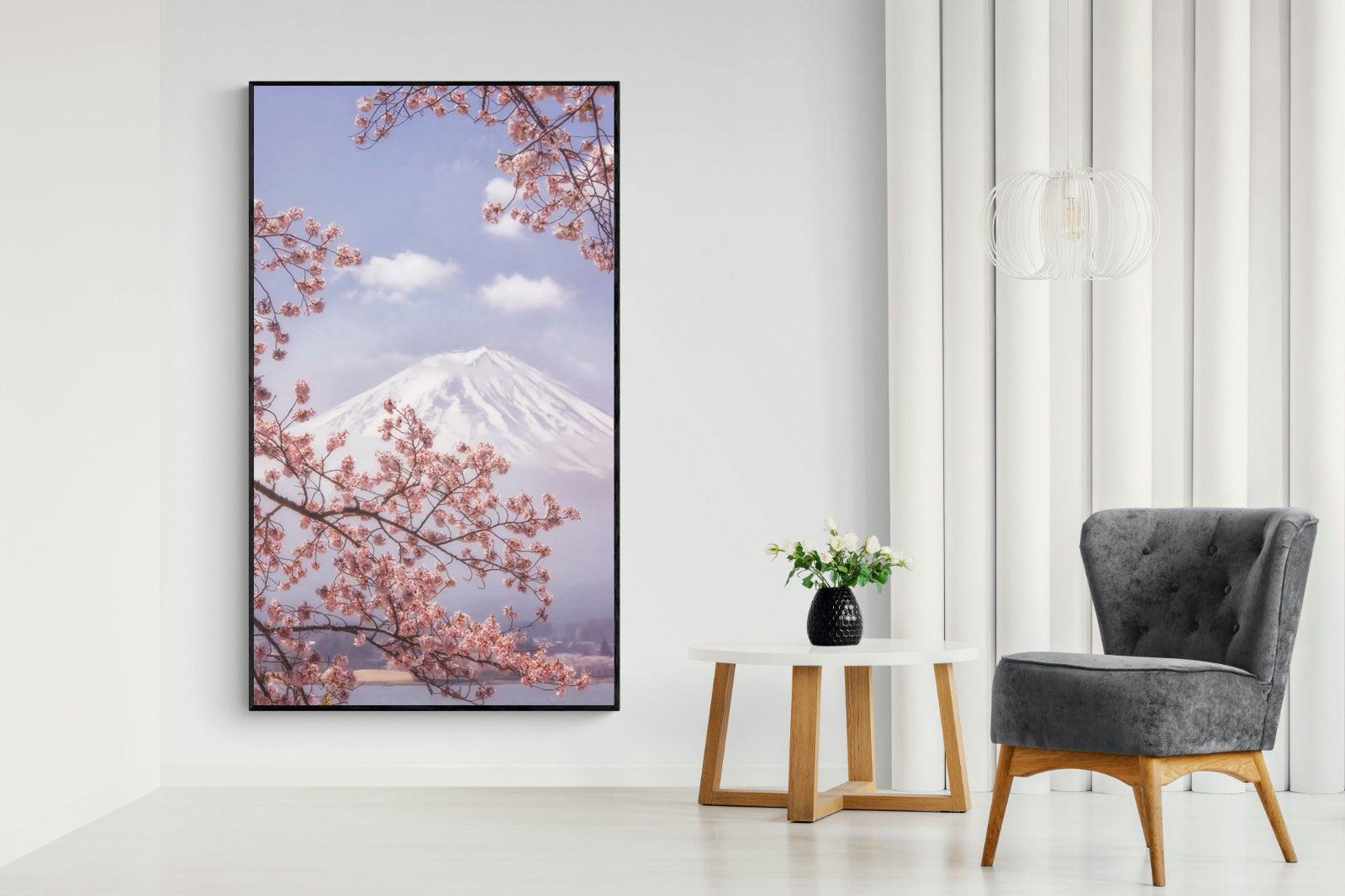 Cherry Blossom-Wall_Art-130 x 220cm-Mounted Canvas-Black-Pixalot