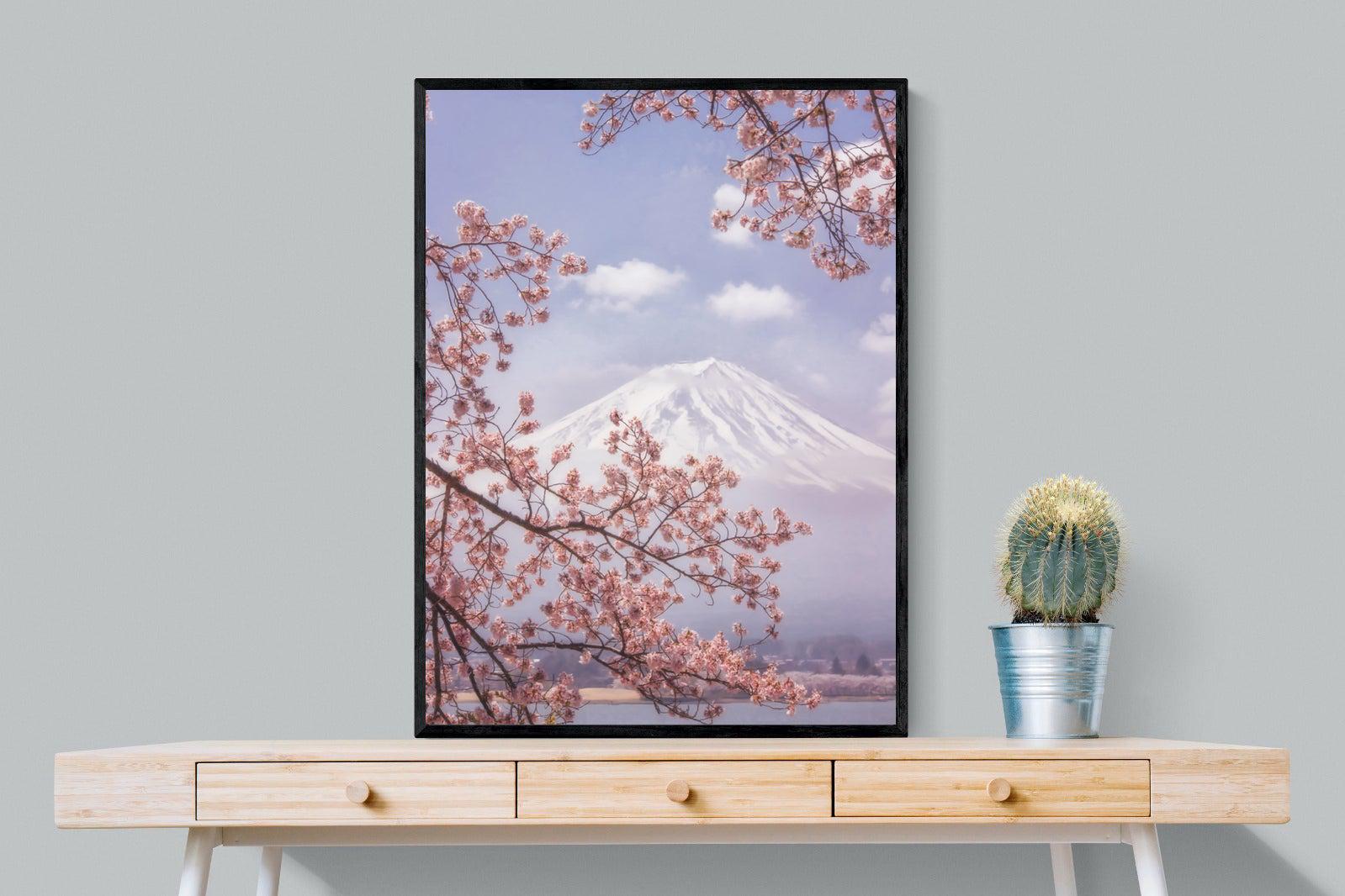 Cherry Blossom-Wall_Art-75 x 100cm-Mounted Canvas-Black-Pixalot