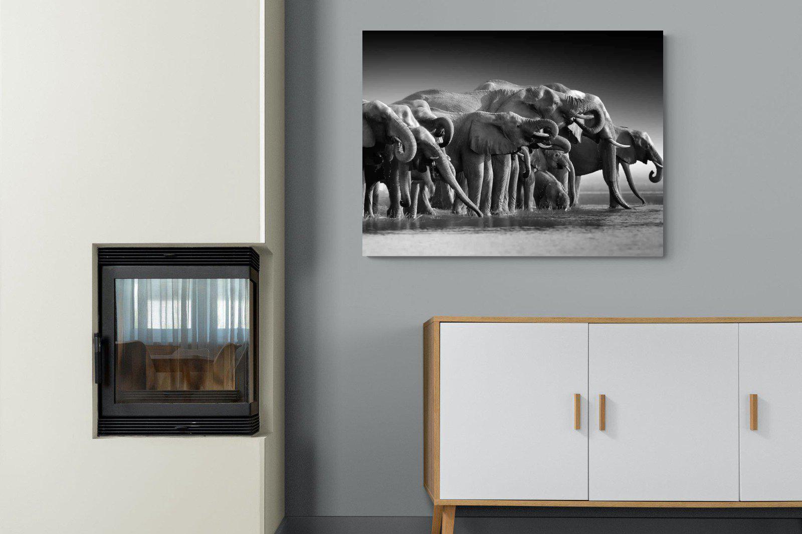 Chobe Elephants-Wall_Art-100 x 75cm-Mounted Canvas-No Frame-Pixalot