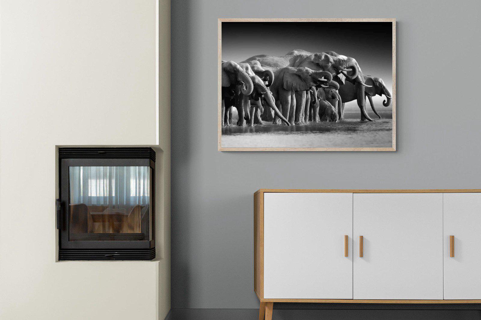 Chobe Elephants-Wall_Art-100 x 75cm-Mounted Canvas-Wood-Pixalot