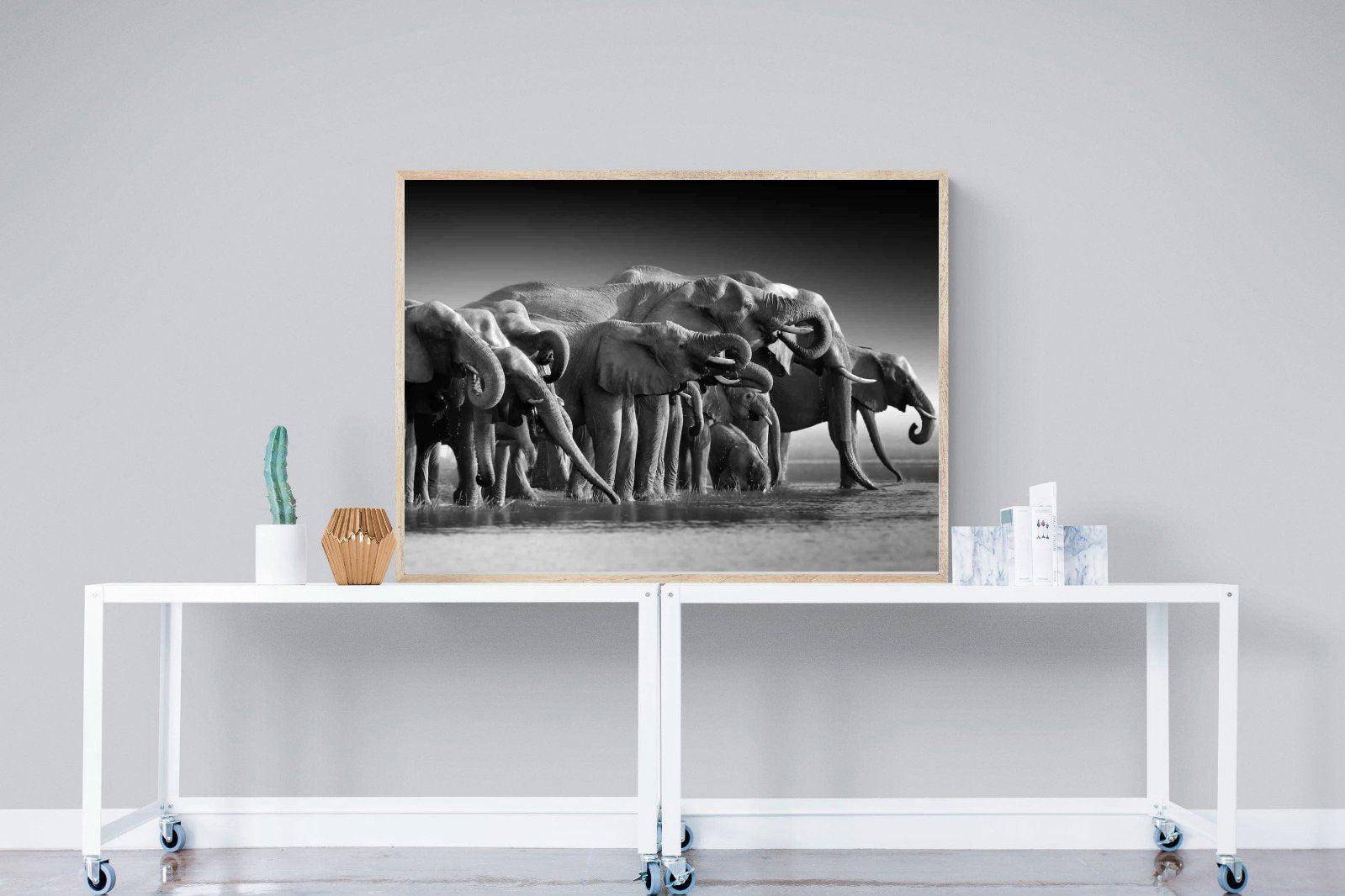 Chobe Elephants-Wall_Art-120 x 90cm-Mounted Canvas-Wood-Pixalot