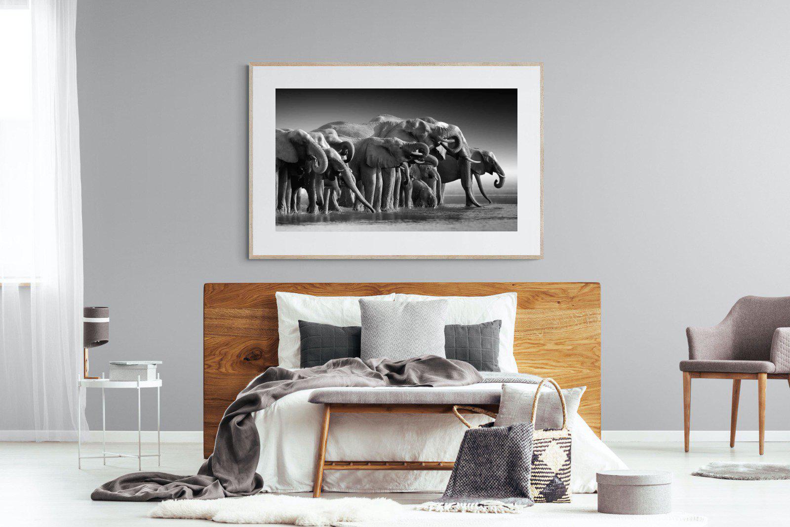 Chobe Elephants-Wall_Art-150 x 100cm-Framed Print-Wood-Pixalot